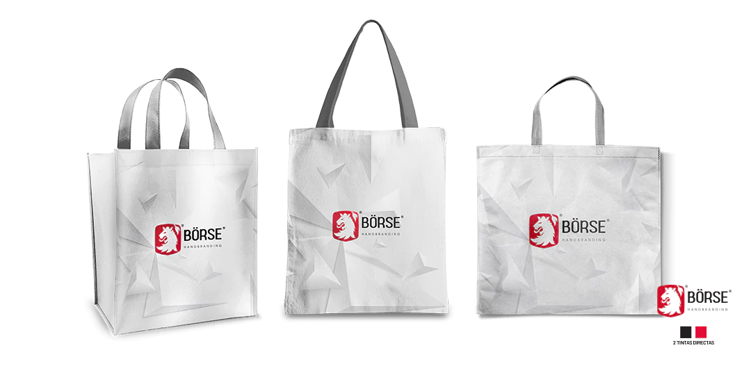 Bolsas de tela ecológicas con logotipo impresas a 2 tintas directas