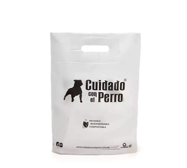 Bolsa compostable personalizada con el logotipo de: Cuidado con el Perro